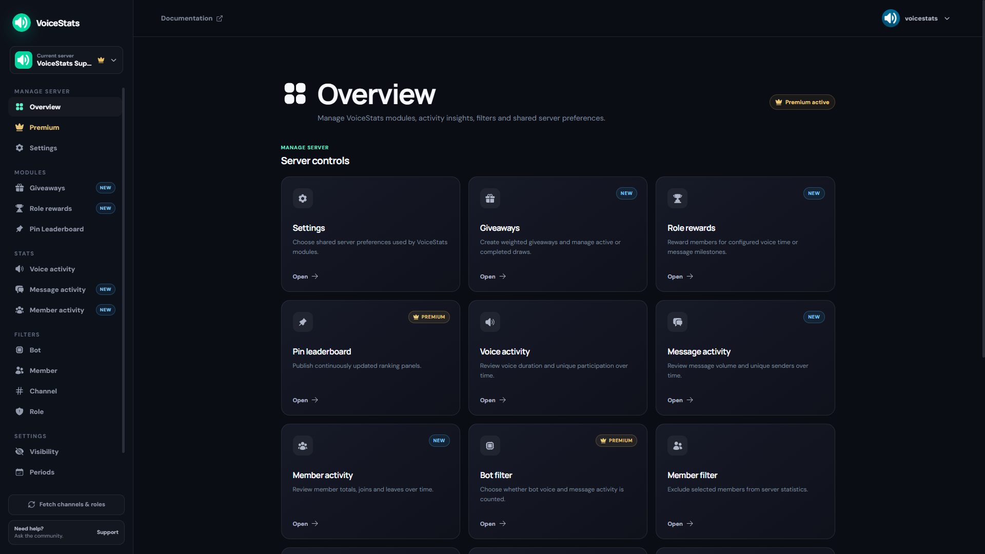 Activity Pages in VoiceStats